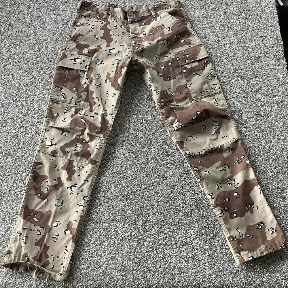 Backbone Cargo Pants Mens Medium Brown Camo Canvas Adjustable Waist Straight Leg